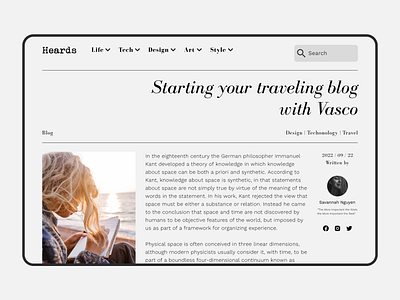 Blog post concept for online magazine platform | UI design