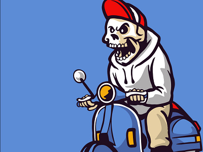 scooter skull branding design graphic design illustration logo mascot skull vector vespa