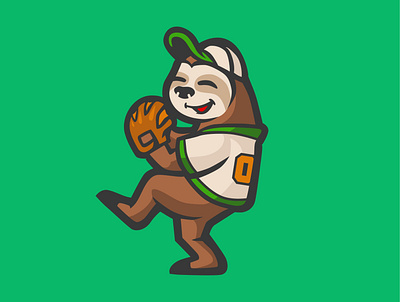 SLOOOTH baseball design graphic design logo logo mascot mascot mascot logo pitcher sloth sloth mascot vector