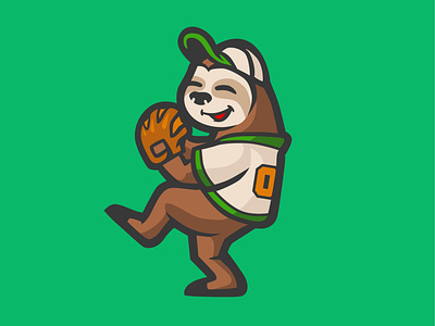 SLOOOTH baseball design graphic design logo logo mascot mascot mascot logo pitcher sloth sloth mascot vector