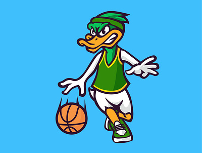 DRIBBLING DUCK basket ball design duck ducks graphic design illustration logo logo sport mascot mascot logo sport logo vector