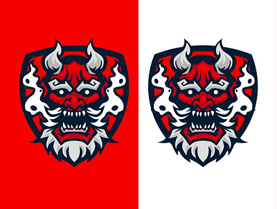 ONI HEAD design devil graphic design illustration japanes japanese devil logo mascot mascot logo oni vector