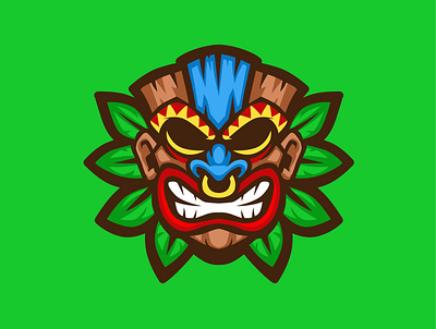 TIKI MASK design graphic design hawaiian illustration logo mascot mascot logo mask tiki mask vector