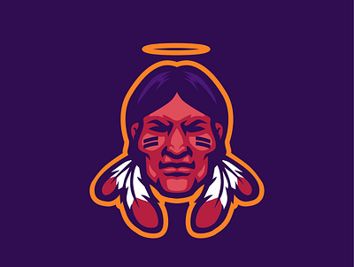 KOMANCHE cherokee design graphic design illustration indian indian logo indian mascot logo mascot mascot logo native vector