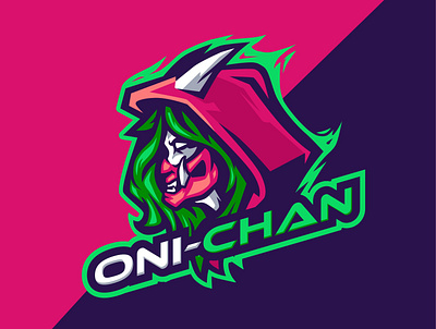 ONI ESPORT MASCOT LOGO design esport esport mascot girl graphic design illustration japanese logo mascot mascot logo oni vector