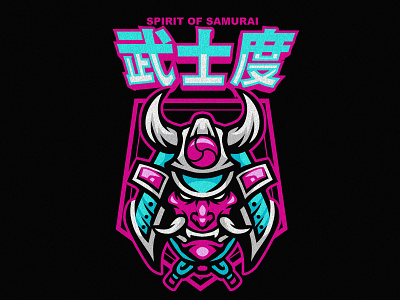 BUSHIDO design graphic design illustration japanese logo mascot mascot logo oni samurai tshirt design vector