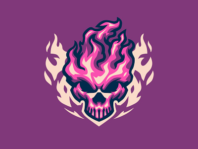 FLAMING SKULL design fire flame graphic design head illustration logo mascot mascot logo skull vector