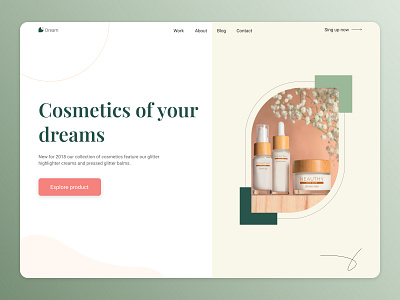 Landing page of cosmetics brand (hero screen) cosmetics design desktop hero hero screen interface landing page ui uiux