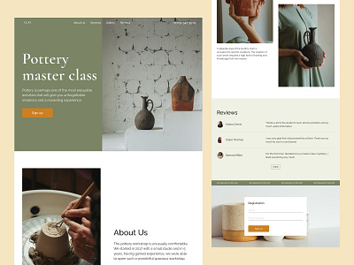 Pottery master class landing page clay clay pots design education landing master class ui uiux
