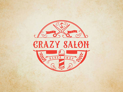 CRAZY SALON LOGO barber shop heir cutting logo logo design vintage logo