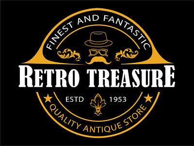 RETRO TREASURE (BARBER SHOPE LOGO) banner design illustration logo design t=shirt design vector visiting card