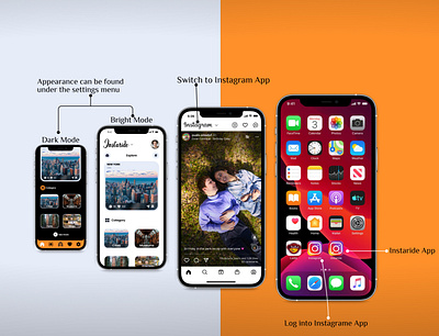 Instaride app design ui ux