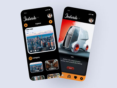 Instaride app design ui ux