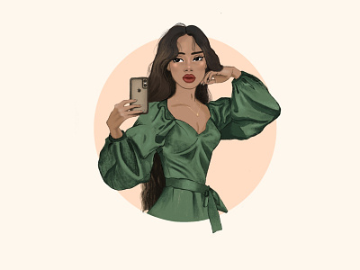 Girl in a Green Dress avatar design illustration illustration characterdesign procreate