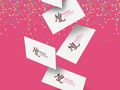 Neusa Lacerda - Handmade Desserts brand branding business card caligraphy candy logo monogram sprinkles stationery sweet