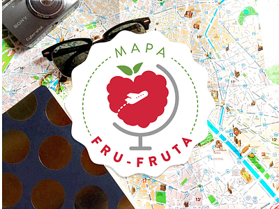 Logo Mapa Fru-fruta brand branding fruit globe guide logo map plane travel