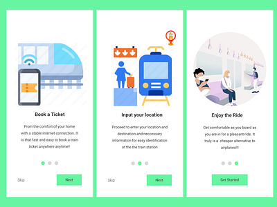 Onboarding screens for railway app