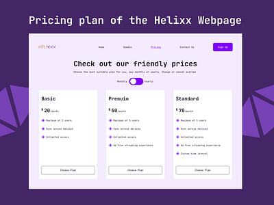 Pricing Plan Webpage Design