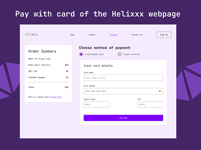 Pay with Card Option challenge pay with card payment option practice product design ui design webpage