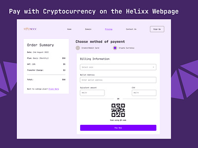Cryptocurrency Payment Option
