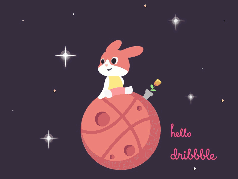 Jiaxuan Hello Dribbble gif rabbit star universe