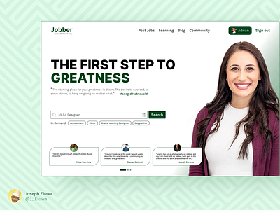 Job Search Landing Page branding design figma typography ui webdesign