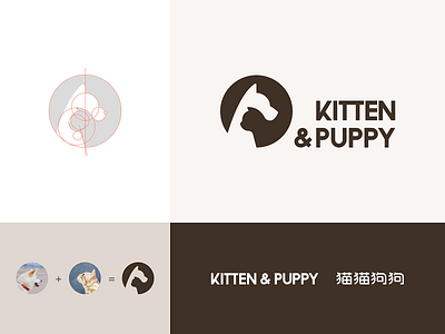 Kitten&Puppy logo brand branding cat design dog logo pet type