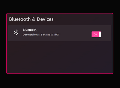Windows 11 Bluetooth settings in Bootstrap bluetooth bootstrap codepen css dark html html5 pink settings source toggle ui webdesign windows11