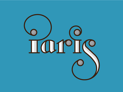 Paris blue curls curly france line paris type typography