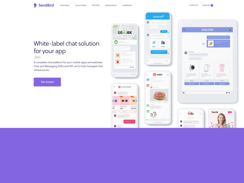 SendBird - Main page landing page main sdk sendbird site ui web webdesign