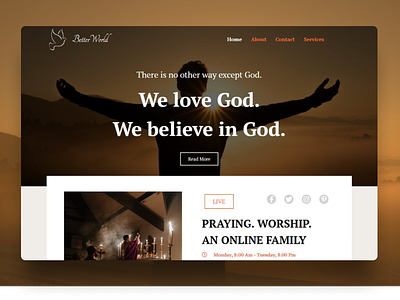 Better World Church Web Design charity christian church donation events fundraising jesus nonprofit prayer preaching priest religion spiritual volunteer