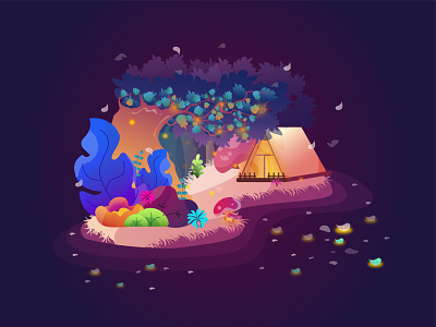 Hidden Gem 2d adobe illustrator forest illustration island magical