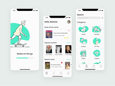 Design for a book reading app app books design illustration light mobile ui