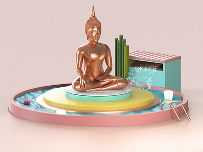 Buddha fountain branding design designer freshservice freshworks illustration