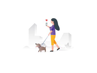 Busy girl character design dog girl illustration