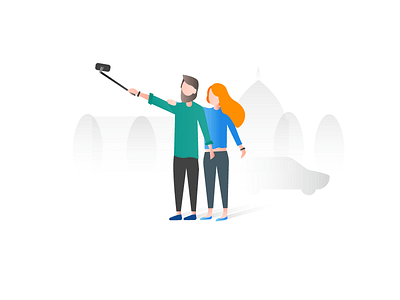 Selfie couple art design illustration selfie