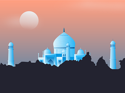 Taj mahal art design gradient illustrator style tajmahal vector