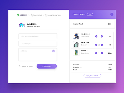 Freebie: Product Checkout and Shipping address checkout design uiux web