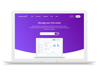 CreateLink dashboard design gradients landingpage uiux