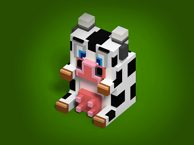 Cow 3d character game art pixel voxel voxel art
