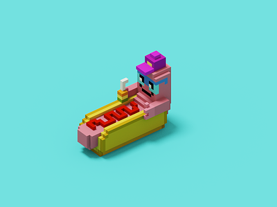 Lazy Hot-Dog cartoon character game art mobile games voxel voxel art
