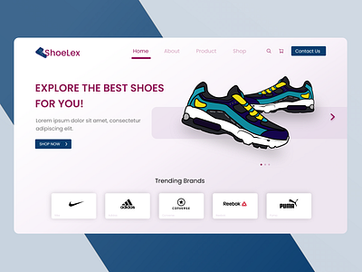 Shoe landing page app design landingpage ui ux