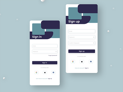 Sign in & Sign up Screens -Mobile App