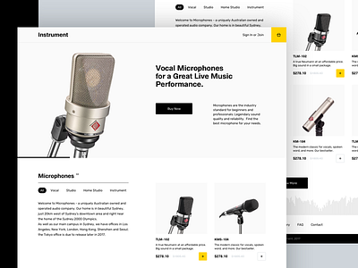Instrument One Brand Store clean e commerce grid instrument microphones minimal music shop simple ui ux web