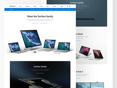 Microsoft: Surface Family concept family hub landing laptop microsoft redesign studio surface surface hub