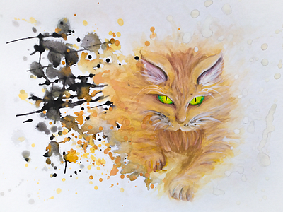 Mikorin cat illustration watercolour