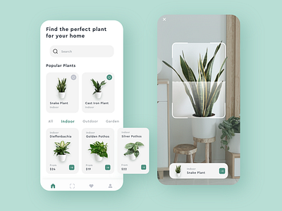 Planti: Online Plant Store adobe xd app app design card clean color design e commerce ecommerce ios minimal mobile app mobile app design mobile apps ui ux virtual reality