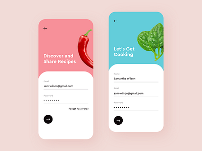 Recipe Sharing App adobe xd android app app design clean colors design food ios iphone mobile mobile app recipe sharing social ui ux