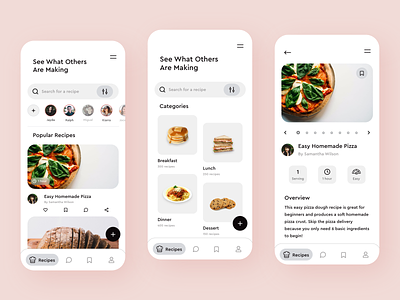 Recipe Sharing App adobe xd app clean colors cook cooking design icons interface minimal mobile mobile app recipe social ui ux