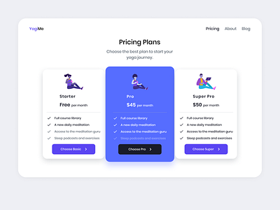 🧘 Pricing Plans for Yoga Program blush clean design figma figma design illustration landing page minimal pablo stanley pricing page product ui ux ui visual design website